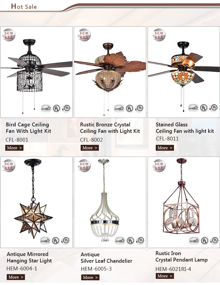 Best American Or European Style Ac Suspended Branded Tiffany Style Ceiling Fan With Light Kit
