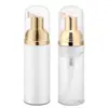 Wholesale custom logo 30ml,50ml, 100ml,150ml,200ml PET white/gold plastic liquid soap/foam bottle with pump