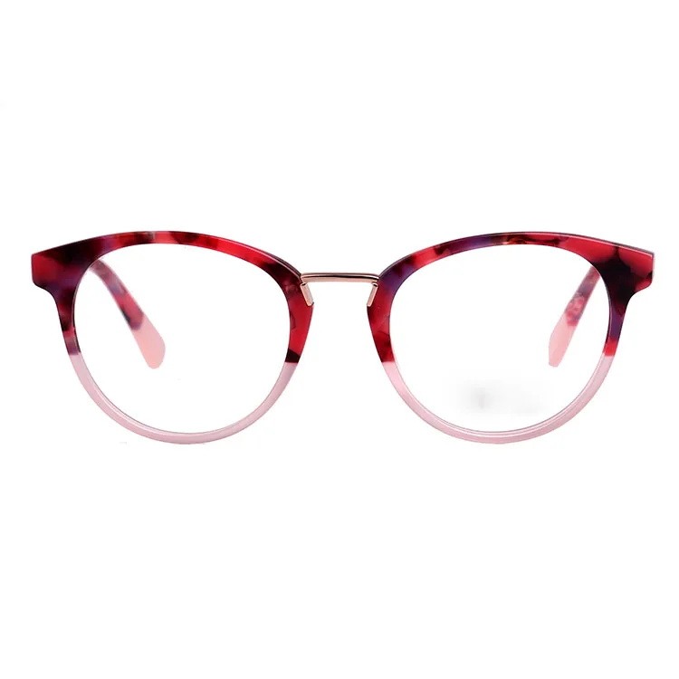 

Wholesale fashion round color blocking women optical acetate reading glasses