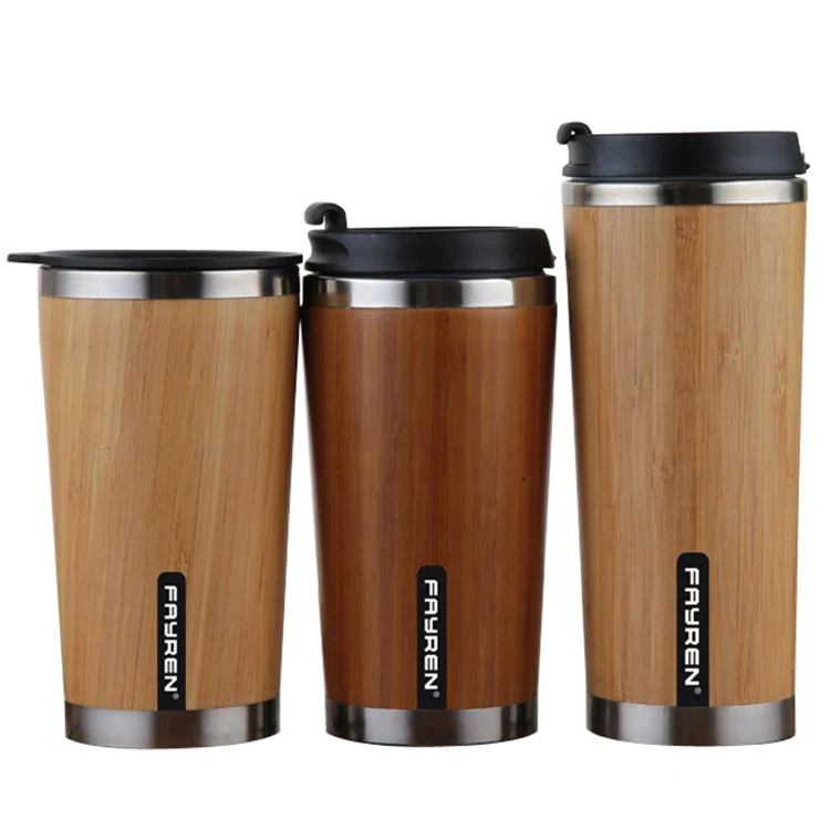 

New style customizable eco bamboo outside 18 / 8 stainless steel inside auto travel bamboo coffee mug