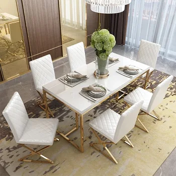 Modern Stainless Steel Glass Home Dining Table And Chair Set Cheap White Dinning Table Set Luxury Dining Room Furniture Set Buy Dining Table