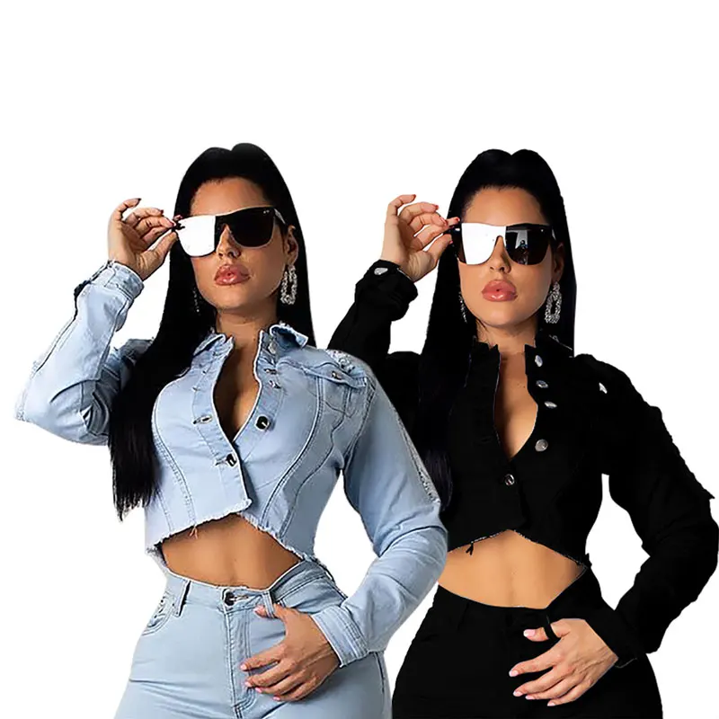 90530-ME1 sexy crop tops short denim womens jackets
