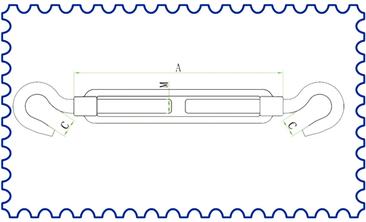 Stainless Steel European Style Closed Body Hook Hook Turnbuckle 