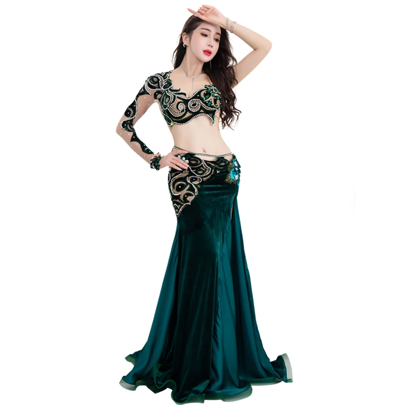 

QC3007 Wuchieal New Design Professional Arabic Belly Dance Costume, Dark green