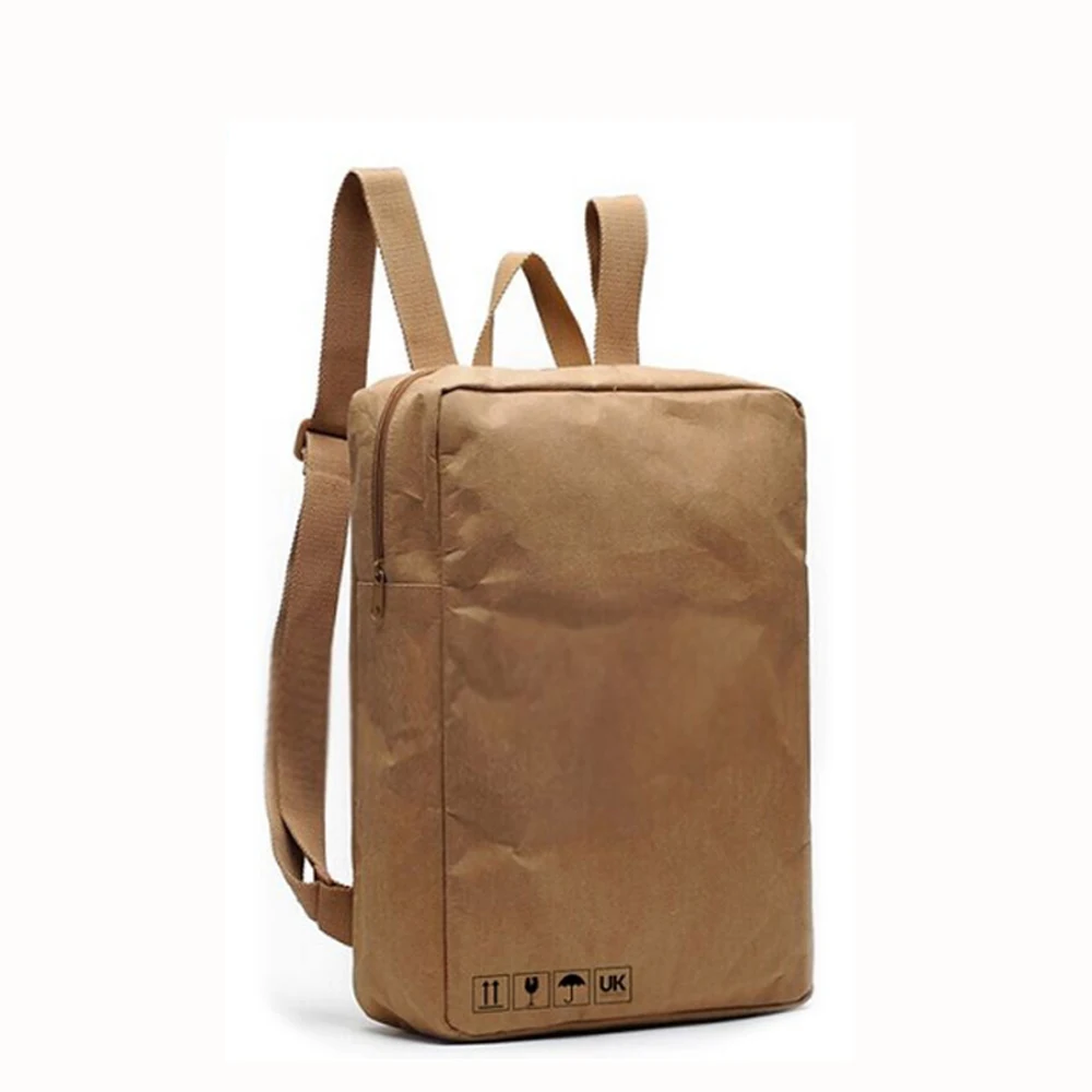 

school usage bag folded washable kraft paper backpack