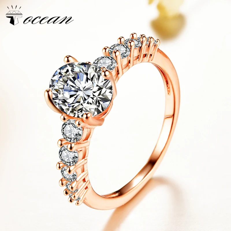 

Tocean Rose Gold Color Wedding Rings for Women Oval Trendy Cubic Simple Cute AAA Zircon Engagement Bijoux Bague Size 5-12 Hm1201, N/a