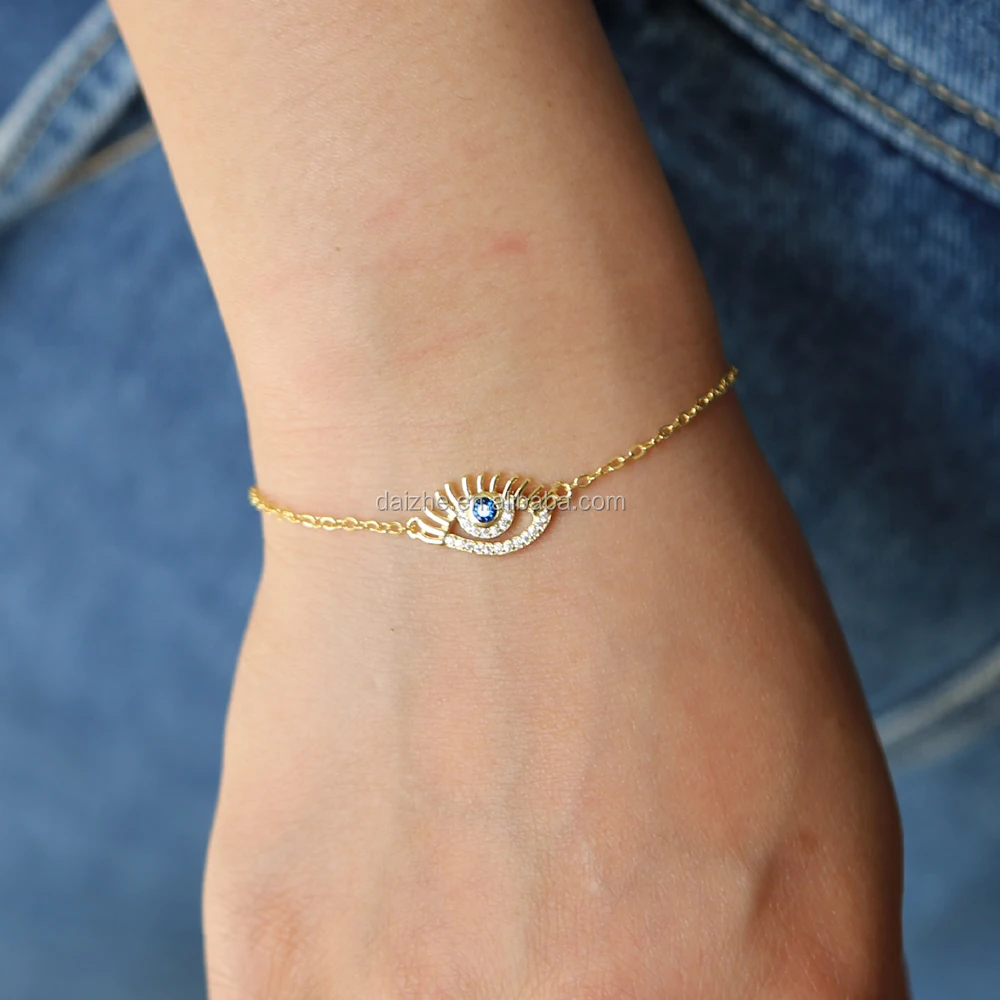 

fashion cheap gold rose gold filled evil eye charm pendant bracelet for women wedding tin chain bracelet