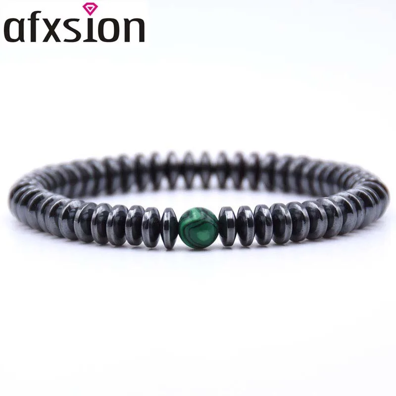 

AFXSION High quality 8mm Natural gem stone Beaded health bracelet for women men magnetic hematite bracelet, Gold, silver, rose gold, black