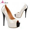 Comfortable customize Pu & Pvc Insole Black Heel open-toe mature sexy brand nice high heel ladies shoes