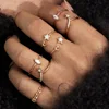 sun moon star shaped open jewelry midi gold plated elegance thin sweet women girl opal cute ring