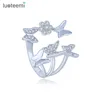 LUOTEEMI Brand New Fashion Top Quality Cubic Zirconia Pretty Fly Butterfly Women Open Rings