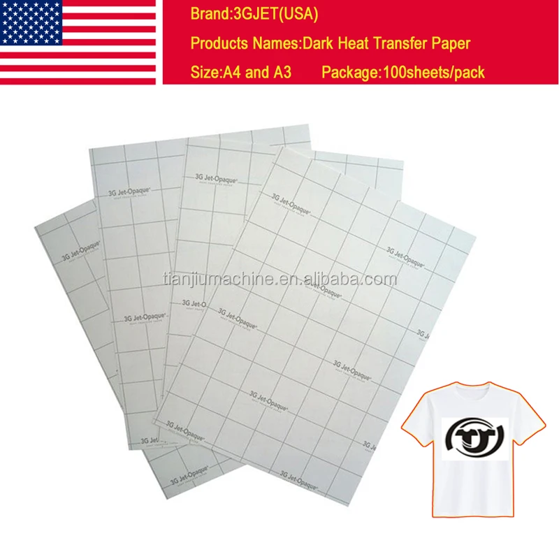 Wholesale A3 A4 3gjet Usa Opaque Printable Inkjet Dark Heat Transfer