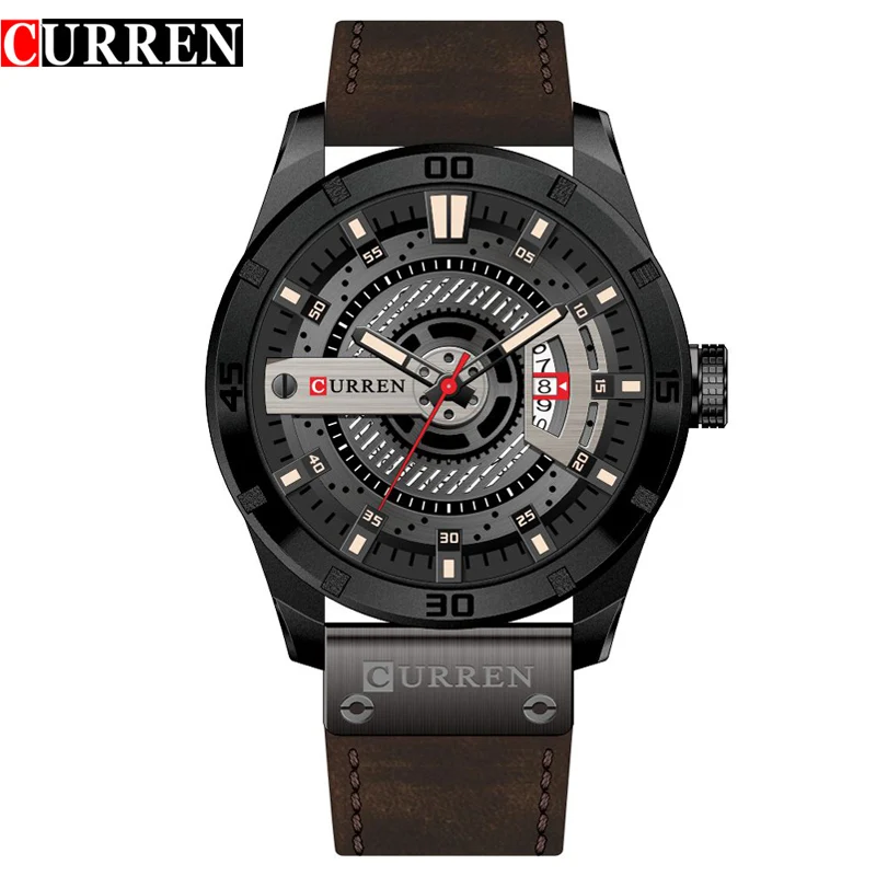 

CURREN 8301 Top Brand Luxury watch men date display Leather creative Quartz Wrist Watches relogio masculino