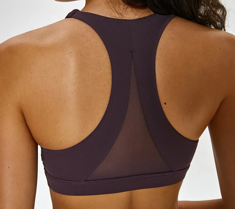 Wholesale custom private label women sexy mesh sports yoga bra with removable pads