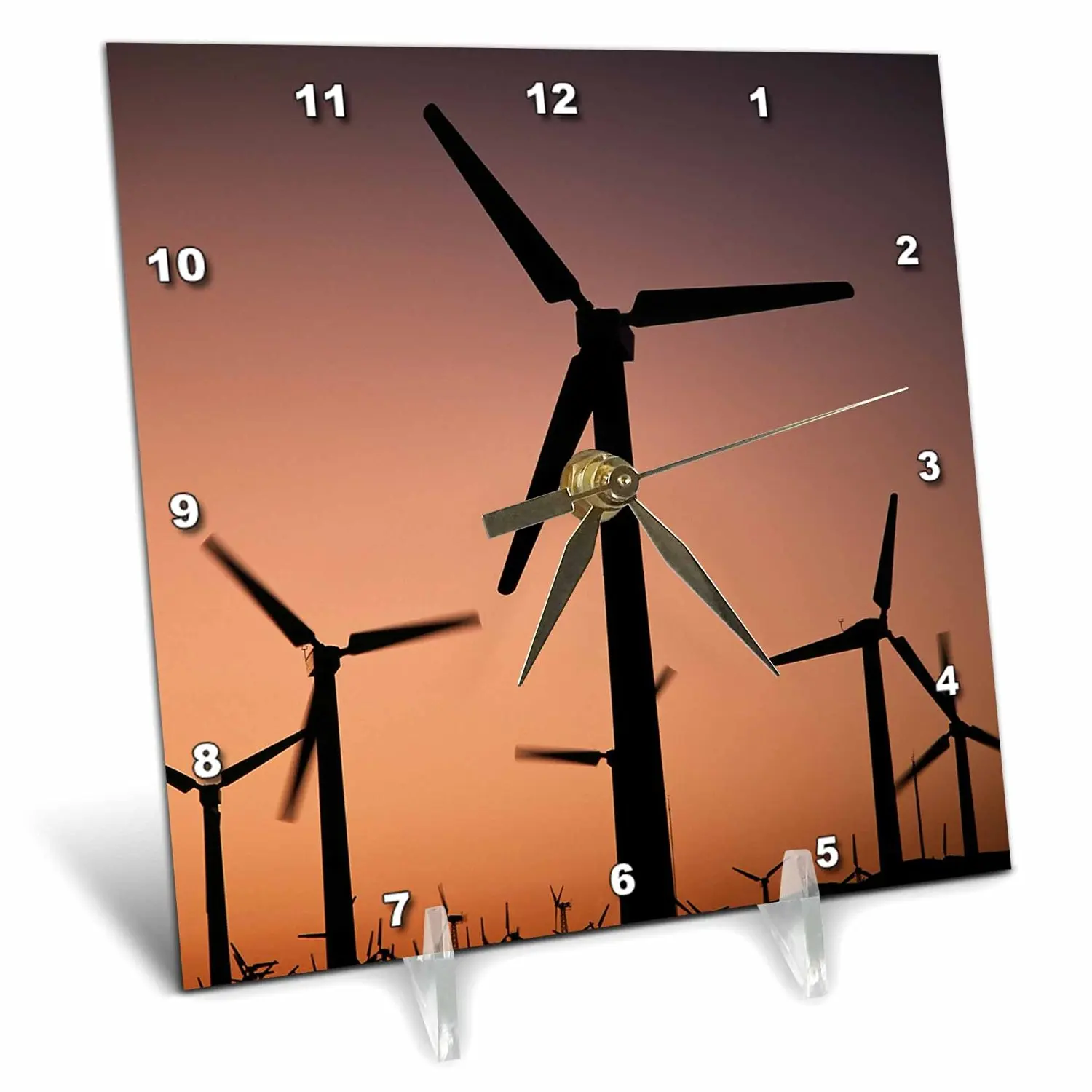 Danita Delimont - Energy - USA, California, Palm Springs, wind turbines at sunset - 6x6 Desk Clock (dc_230344_1)