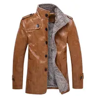 

ZY2113A Men's fur integrated leather coat with fleece thickened mid-length jacket