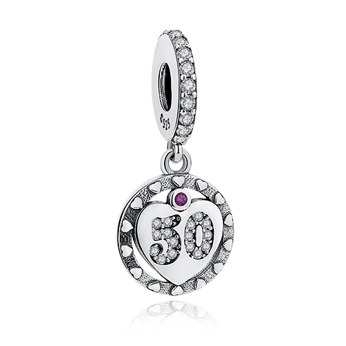 

New Arrival 925 Sterling Silver Fifty Dangle Pendant Charms fit Bracelet DIY Jewelry Making For Birthday Gift