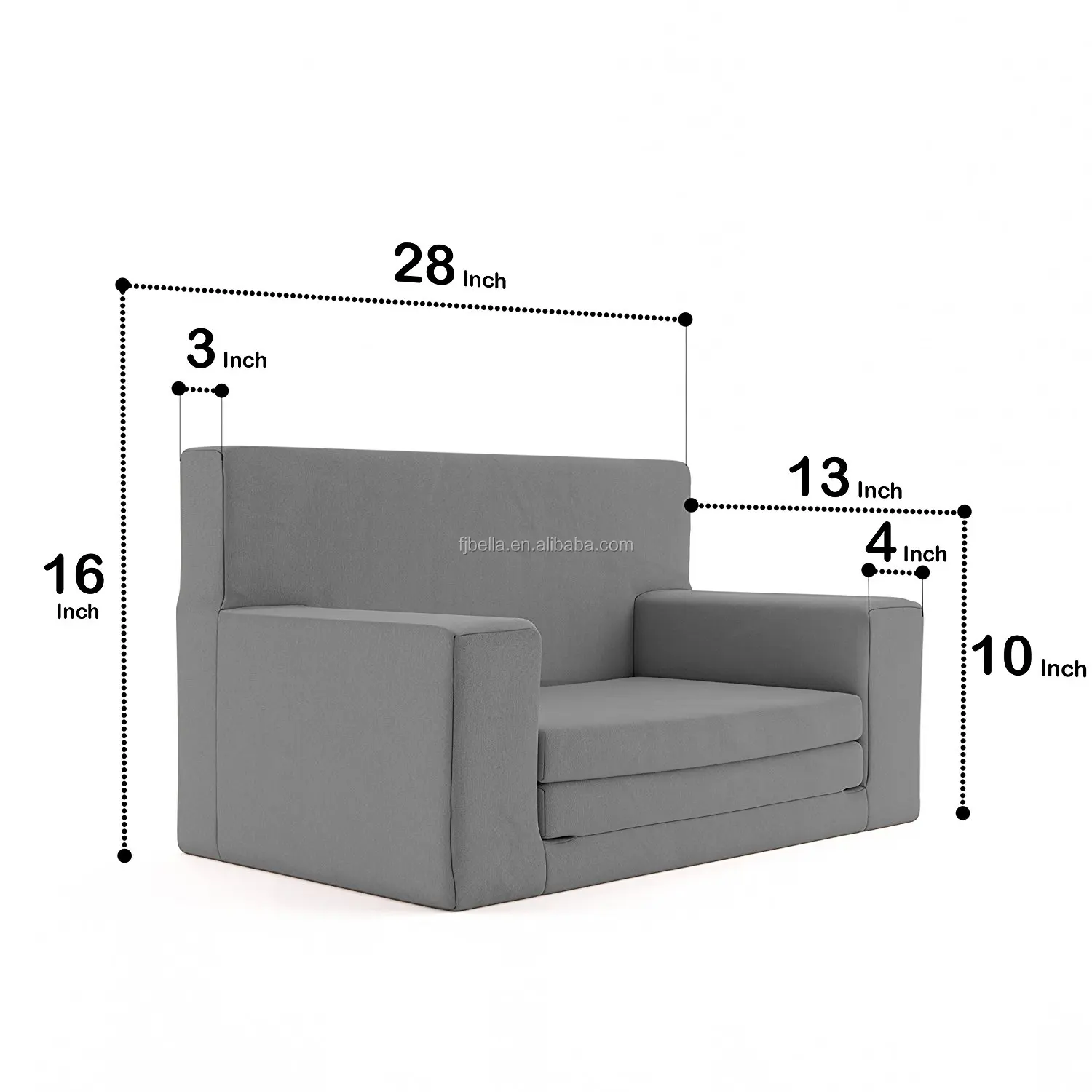 2 In 1 Childrens Sofa Bed In Steel Grey With Memory Foam Blend Buy 2