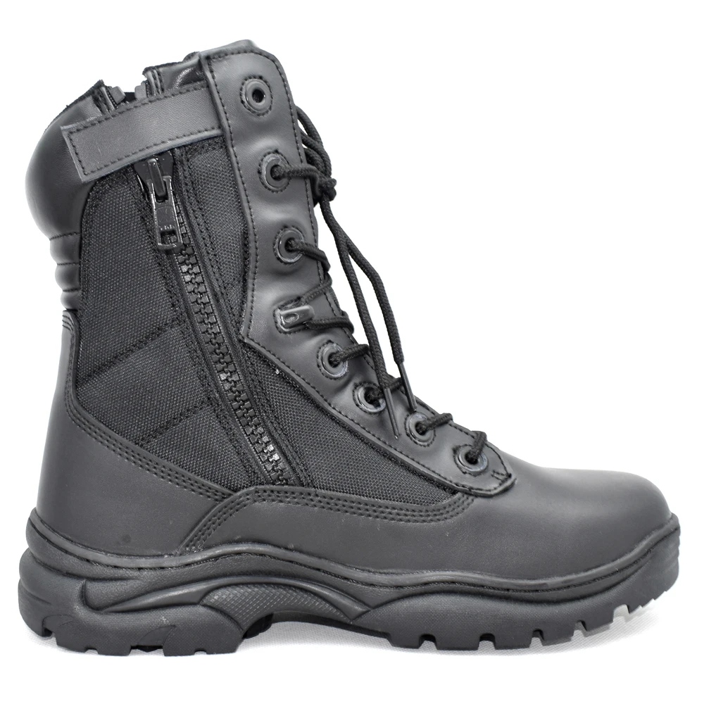 

High Quality Black Safety Army Combat Tactical Military Boots Men With Zipper For Training