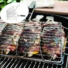 Stainless Steel Outdoor Grill Camping Grill Rack Bbq Clip Folder Grill 3 Fish Grilling Basket Folder