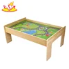 High quality railway wooden train table with storage W04C178