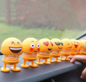 Image of New Car Ornaments Smiley Shaking Head Dolls Cute Cartoon Funny Emoji Wobble Head Robot Lovely Car Dashboard Decor Auto