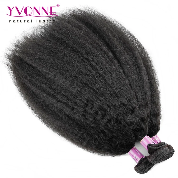 

Yvonne Fashion 100 Natural Hair Mink Brazilian Hair Weave Kinky Straight Human Hair Extension, Natural color(#1b)