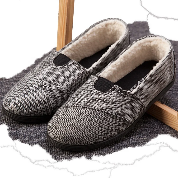 

Customized Lady Women Slip-on Loafer Plush Shoes Flats For Winter, Grey or customized