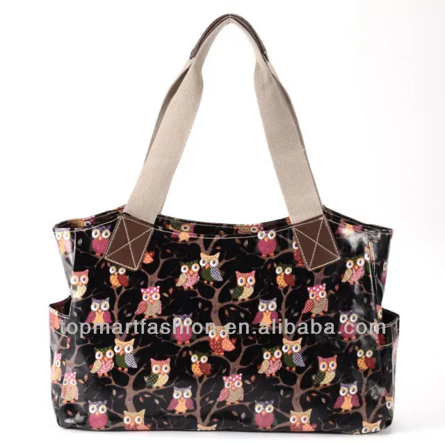 

Ladies owl print Designer Oilcloth Shoulder bag Tote Shopper Handbag