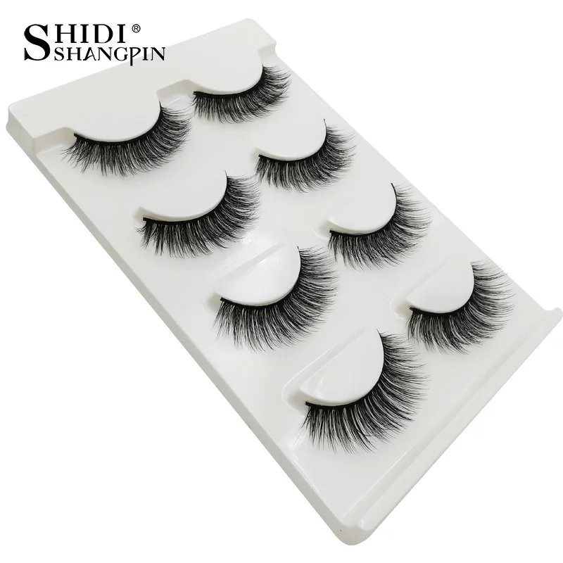 

Natrual Long 3D Mink False Eyelashes Wholesale 4 Pairs Fluffy Make Up Full Strip Lashes 3D Mink Lashes Faux Cils Soft