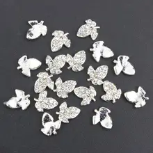 10 Pcs Glitter Silver Tree Leaf 3D Rhinestones For Nail Art Decorations On Gel Polish DIY