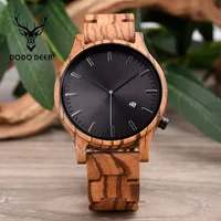 

DODO DEER 2019 Brand Luxury Mens Zebra Wood Watch OEM Fashion Sport Quartz Wristwatch Male Calendar Gift Wood Watch