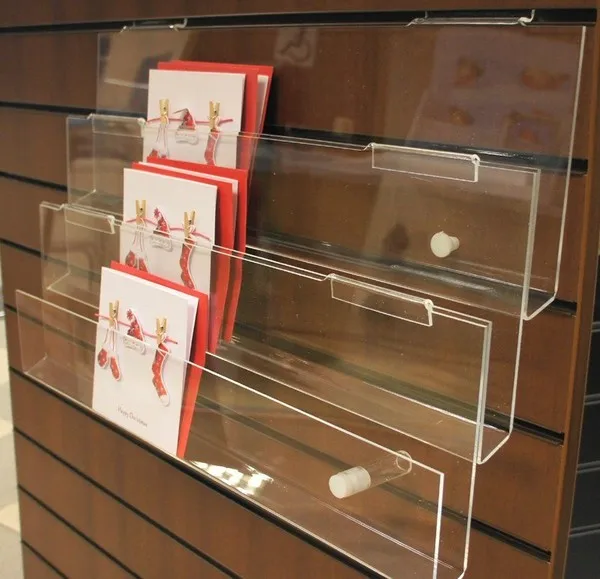 Business Card Gift Card Holder Slat-wall Clear Plastic Display Rack