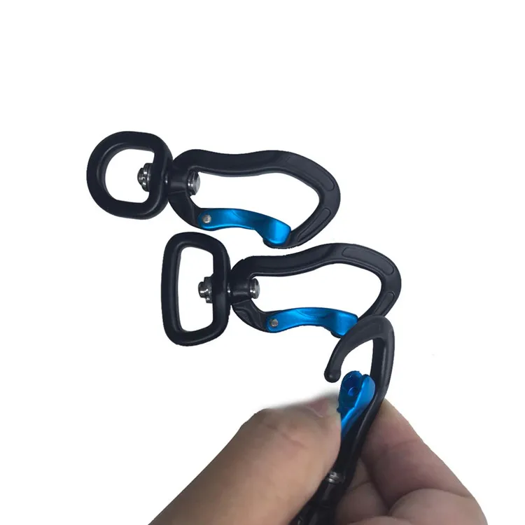 4KN Carabiner Spring Aluminum 7075 Dog Leash Swivel Carabiner Black Webbing Metal Swivel Eye Bolt Snap Hooks