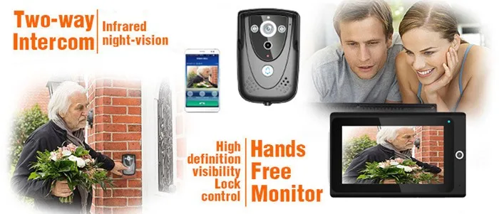 Details about   7inch HD digital LCD monitor Wifi IP Video Door Phone Doorbell Intercom  System 