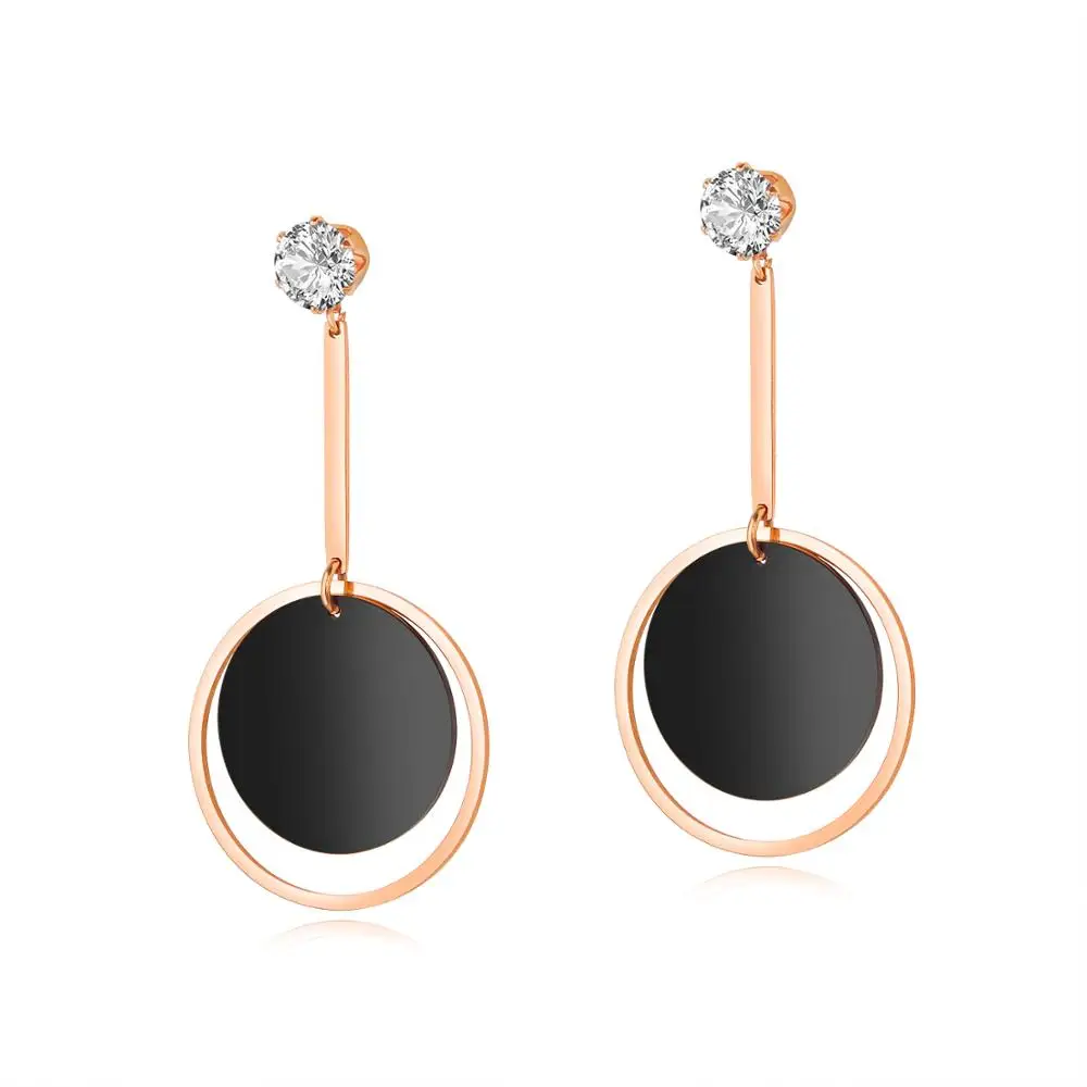 

bisuteria stainless steel black acrylic fashion earrings trend 2018