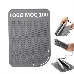 Image of Free Custom Logo Free Sample styling tool Hair Straightener Flat Curling Curler Perm Heat Resistance Silicone Iron Mat Pad