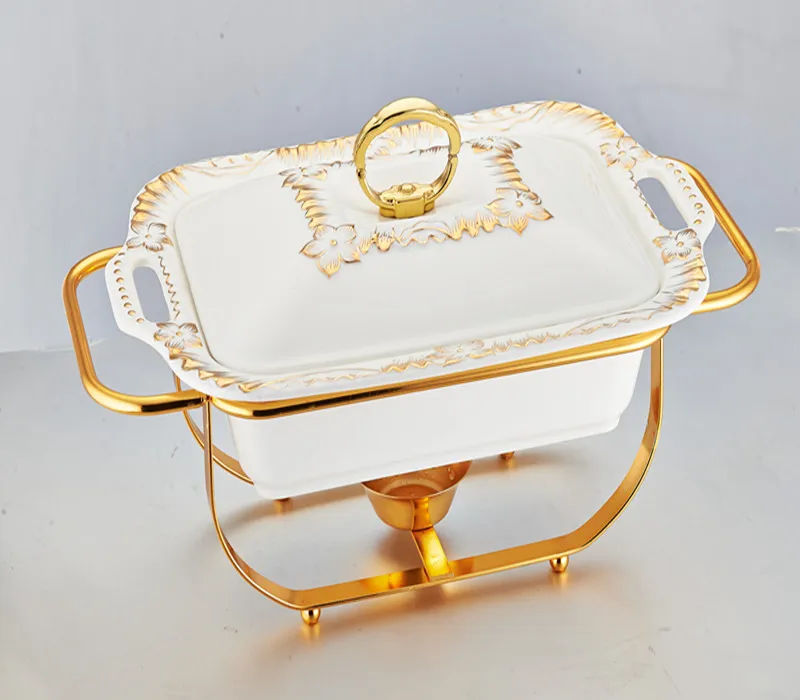 L4145an White Porcelain Chafing Dish Food Warmer With Emboss - Buy ...