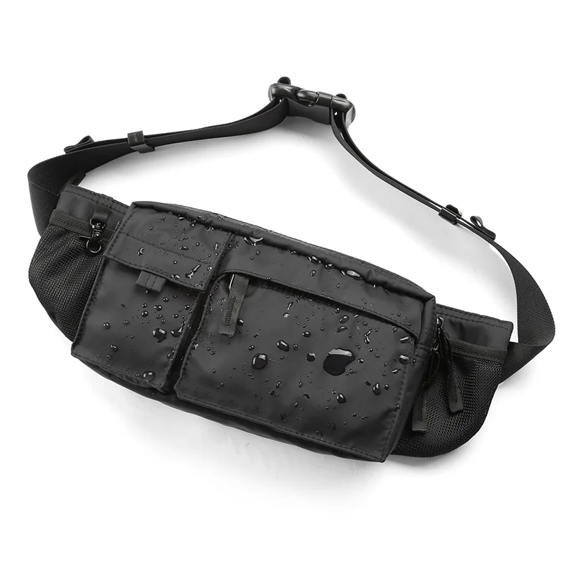 

2021 men waterproof waist bag running belt bag women hiking bum bag fanny pack, Black