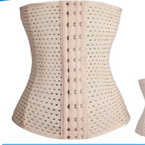 

CYG-Black and beige with hook corset 3 row hooks waist trainer, Beige;black or customize