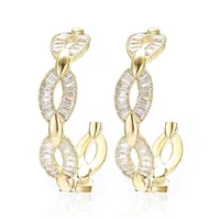 

Fashion Cubic Zircon Women Silver Gold Rose Gold Copper Hoop Earring