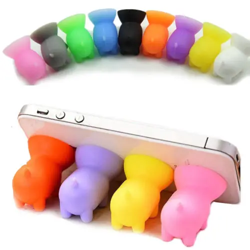 

Free Shipping pig shaped silicone rubber phone stand / silicone holder for mobile phone / silicone pig shape mobile support, As picture