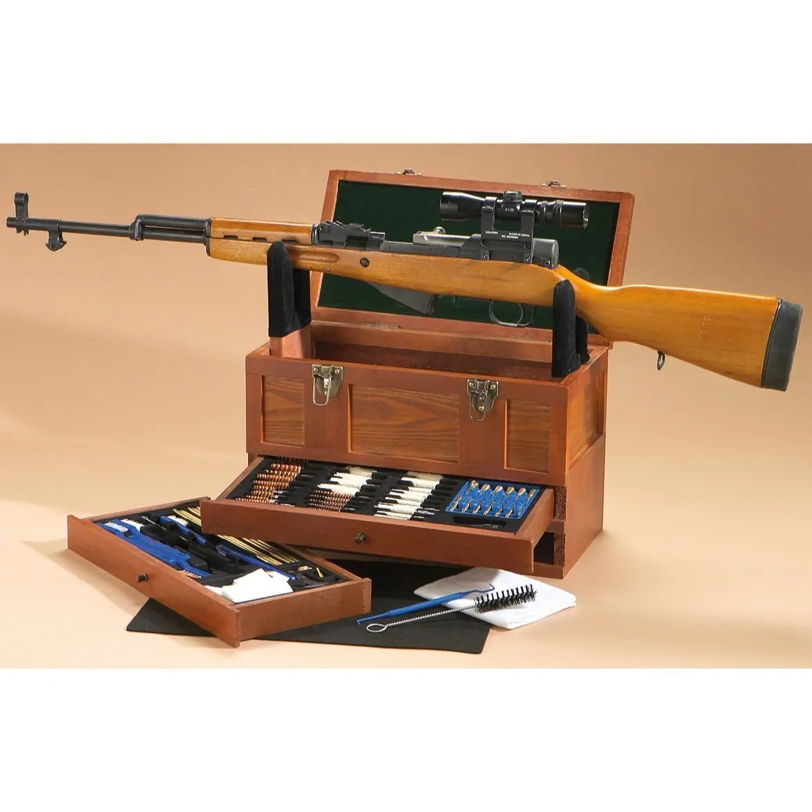 Buy Gunmaster Wooden Toolbox with Universal Select Gun Cleaning Kit (63Piece) in Cheap Price on