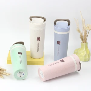 Image of Custom Reusable Bpa Free Drinking Water Vacuum Plastic Wheat Straw Bottle
