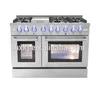 HRG4808U stainless steel gas range double oven with high quality burners