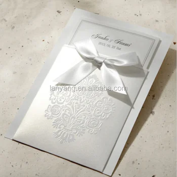 Custom Set Ribbon Bow Printing Wedding Invitations Cards Envelopes