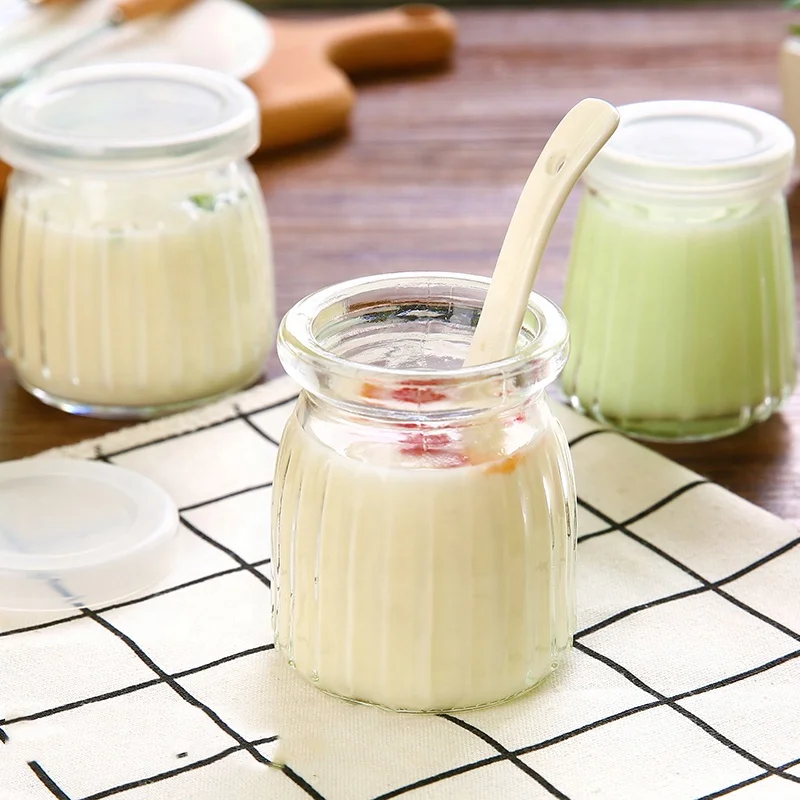 

100ml 150ml 200ml Wholesale Cute Jam Yogurt Glass Jar Pudding Glass Jar With Lid, Clear