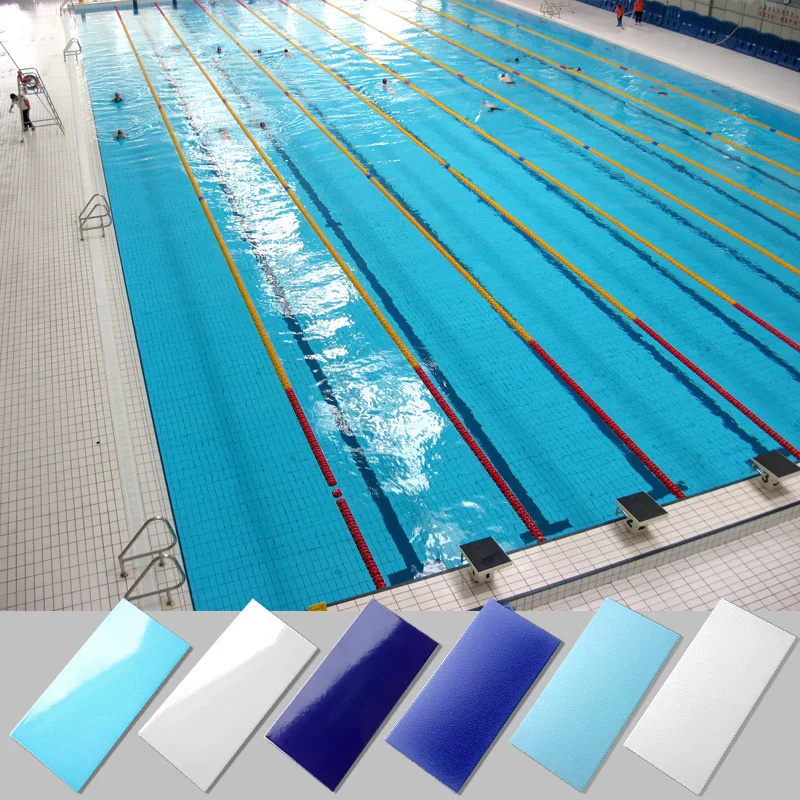 foshan stock blue non slip swimming pool wall floor ceramic tile