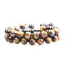 Fashion Brown Tiger Eye Stone Bead Two Wraps Around Bead Bracelet