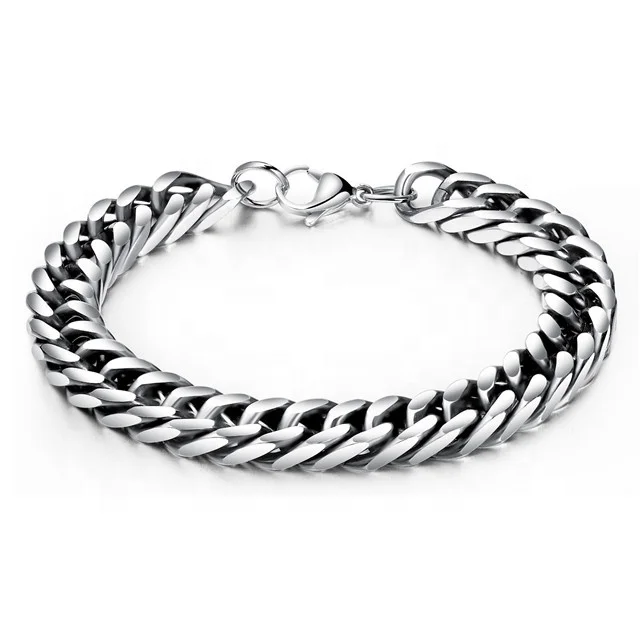 

Retro Effect Plated Black Gold 316L Stainless Steel Men Thick Bracelet, White